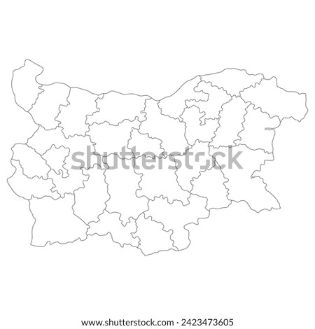 Bulgaria map. Map of Bulgaria in administrative provinces in white color