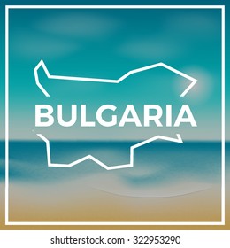 Bulgaria map against the backdrop of beach and tropical sea with bright sun. EPS10 vector