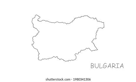 Bulgaria mapea la línea negra sobre fondo blanco. Ilustración vectorial.