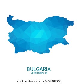 Bulgaria map - blue geometric rumpled triangular low poly style gradient graphic background , polygonal design for your . Vector illustration eps 10.