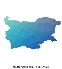 Bulgaria map - blue geometric rumpled triangular low poly style gradient graphic background