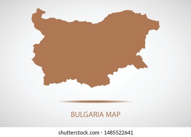 Bulgaria map, brown color and country name. Map of Europe. Vector map on gray background. Symbol for your web site design map logo. app, ui, Travel vector eps10, concept Illustration.