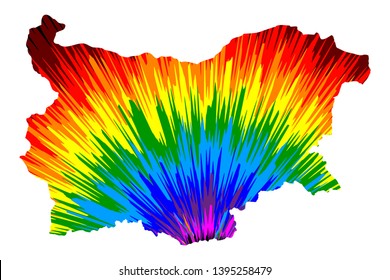 Bulgaria - map is designed rainbow abstract colorful pattern, Republic of Bulgaria map made of color explosion,