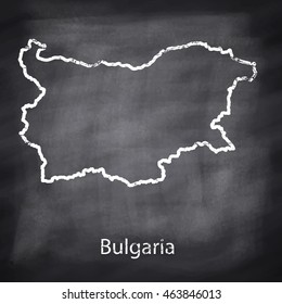 Bulgaria map drawn with chalk on blackboard background