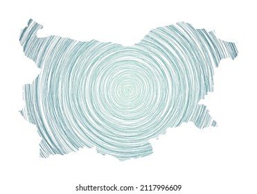 Bulgarien Karte gefüllt mit konzentrischen Kreisen. Der Skizzenstil kreist in Form des Landes. Vektorgrafik.