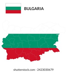 Bulgaria map. Map of Bulgaria with Bulgaria flag