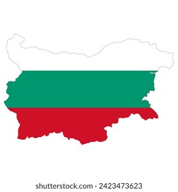 Karte Bulgariens. Karte Bulgariens mit bulgarischer Flagge