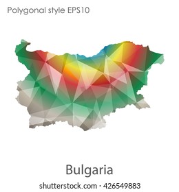 Bulgaria map in geometric polygonal style.Abstract gems triangle,modern design background.