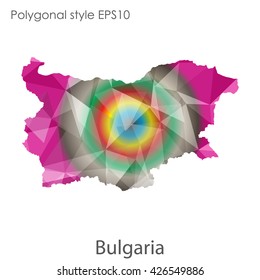 Bulgaria map in geometric polygonal style.Abstract gems triangle,modern design background.