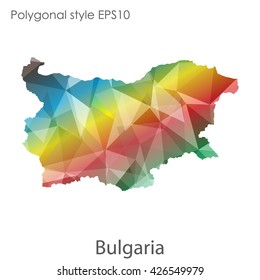 Bulgaria map in geometric polygonal style.Abstract gems triangle,modern design background.