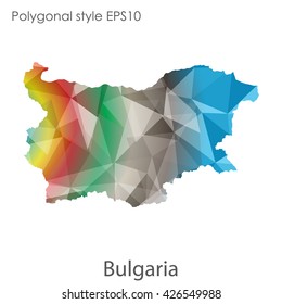 Bulgaria map in geometric polygonal style.Abstract gems triangle,modern design background.