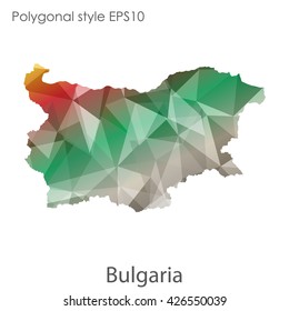 Bulgaria map in geometric polygonal style.Abstract gems triangle,modern design background.