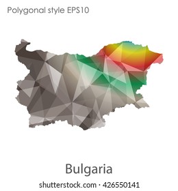 Bulgaria map in geometric polygonal style.Abstract gems triangle,modern design background.