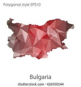 Bulgaria map in geometric polygonal style.Abstract gems triangle,modern design background.