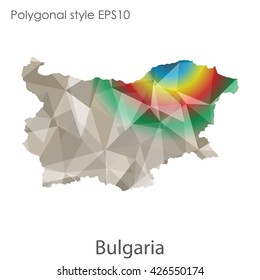 Bulgaria map in geometric polygonal style.Abstract gems triangle,modern design background.