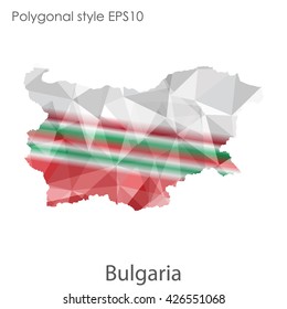 Bulgaria map in geometric polygonal style.Abstract gems triangle,modern design background.