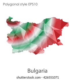 Bulgaria map in geometric polygonal style.Abstract gems triangle,modern design background.