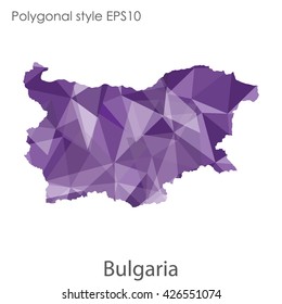 Bulgaria map in geometric polygonal style.Abstract gems triangle,modern design background.