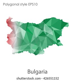 Bulgaria map in geometric polygonal style.Abstract gems triangle,modern design background.