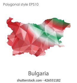 Bulgaria map in geometric polygonal style.Abstract gems triangle,modern design background.