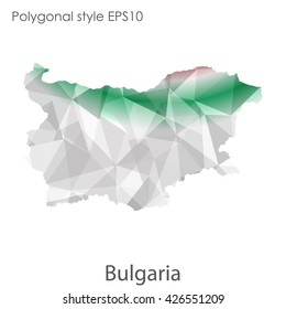 Bulgaria map in geometric polygonal style.Abstract gems triangle,modern design background.