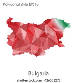 Bulgaria map in geometric polygonal style.Abstract gems triangle,modern design background.