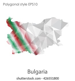 Bulgaria map in geometric polygonal style.Abstract gems triangle,modern design background.
