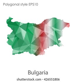Bulgaria map in geometric polygonal style.Abstract gems triangle,modern design background.