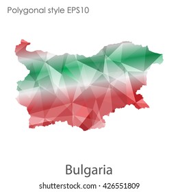 Bulgaria map in geometric polygonal style.Abstract gems triangle,modern design background.