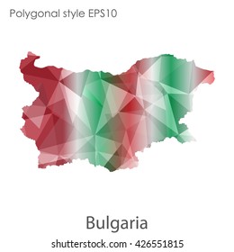 Bulgaria map in geometric polygonal style.Abstract gems triangle,modern design background.