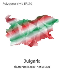 Bulgaria map in geometric polygonal style.Abstract gems triangle,modern design background.