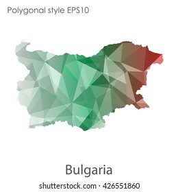 Bulgaria map in geometric polygonal style.Abstract gems triangle,modern design background.