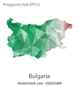 Bulgaria map in geometric polygonal style.Abstract gems triangle,modern design background.