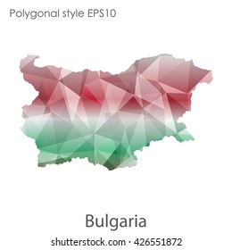 Bulgaria map in geometric polygonal style.Abstract gems triangle,modern design background.