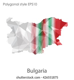 Bulgaria map in geometric polygonal style.Abstract gems triangle,modern design background.