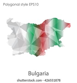Bulgaria map in geometric polygonal style.Abstract gems triangle,modern design background.