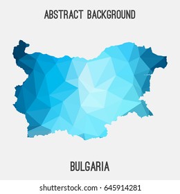 Bulgaria map in geometric polygonal,mosaic style in blue shades.Abstract tessellation,modern design background,low poly. Vector illustration.