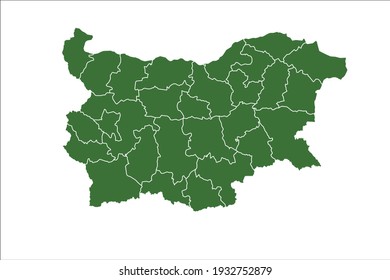 Bulgaria Map Green Color on White Backgound