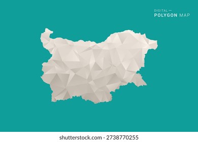 Bulgaria Map - Green and Gray Polygon Vector Illustration, Low Poly Geometric Design with Clean Minimal Style on Solid Background for Infographic Use.