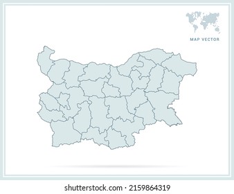 Bulgaria map green vector on white background.