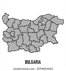 Bulgaria map in grey style isolated on white background. Vector illustration