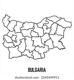ícone do mapa da bulgária isolado no fundo branco. Mapa da estrutura de tópicos. Ícone de linha simples. Ilustração vetorial