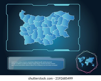 Bulgaria Map infographic technology blue Color element collection background