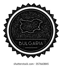 Bulgaria Map Label with Retro Vintage Styled Design. Hipster grungy insignia vector illustration