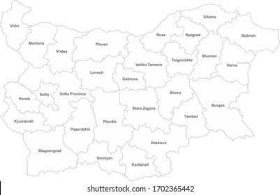Bulgaria map with name labels. White background. Perfect for business concepts, backdrop, backgrounds, sticker, label, chart, poster and wallpaper.