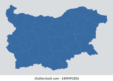 Bulgaria map on gray background vector, Bulgaria Map Outline Shape Blue on White Vector Illustration, Map of Europe. Symbol for your web site design map logo. app, ui, eps10.