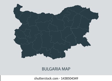 Bulgaria map on gray background vector, Bulgaria Map Outline Shape Gray on White Vector Illustration, Map with name. High detailed Gray illustration map Bulgaria.