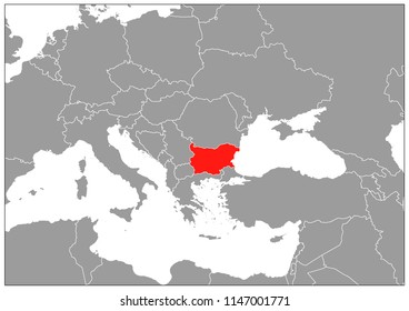 Bulgaria map on gray base 