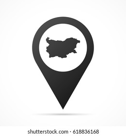 Bulgaria Map on location pin. Map pointer isolated on a white background.
Conceptual vector illustration.