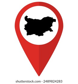 Bulgaria map. Map of Bulgaria on map pin icon red color isolated